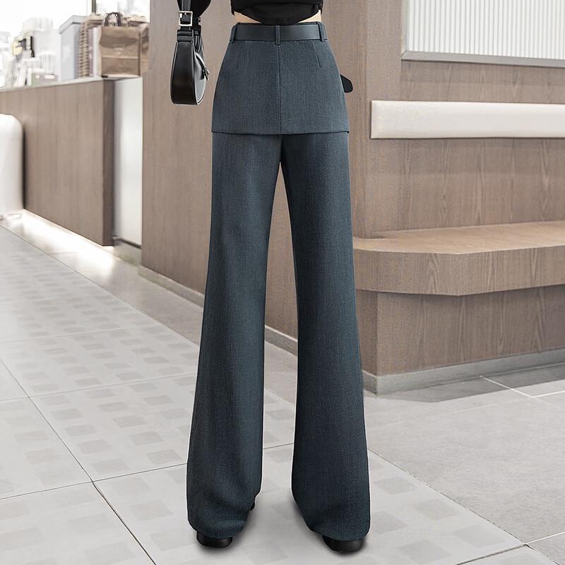 Sibaishi Women's Faux Two-Piece Flared Trousers