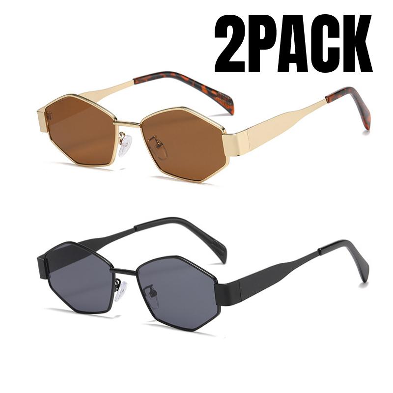 MEW 2PACK Diamond Shaped Glasses Triumphal Arch Fashion Internet Famous Sunglasses Metal Sunshade glasses  Trend