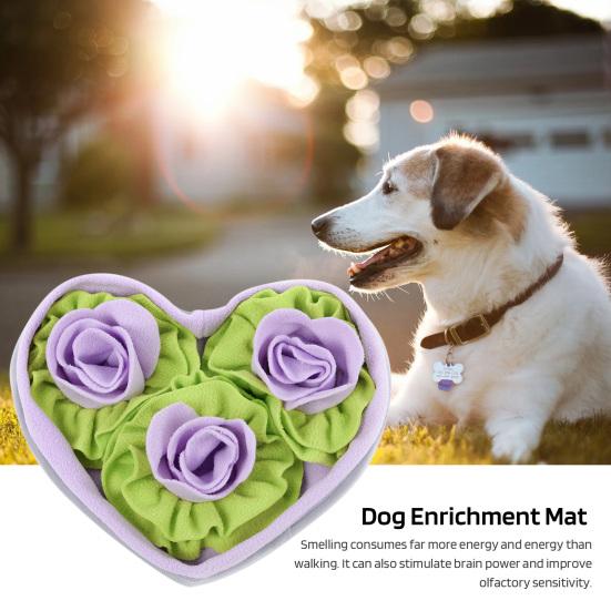 Interaktive Schnüffelmatte, Leckmatte für Haustiere, langsames Füttern, geistige Stimulation, Schnüffelmatte, herzförmige Rose, Blumenform, interaktives Hunde-Puzzle-Spielzeug