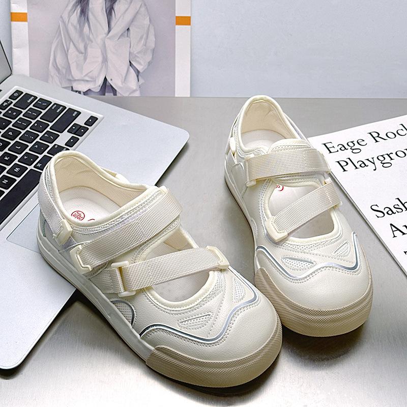 

- Fashion casual comfortable versatile Velcro white shoes women s summer hollow sports sandals 35 бежевый