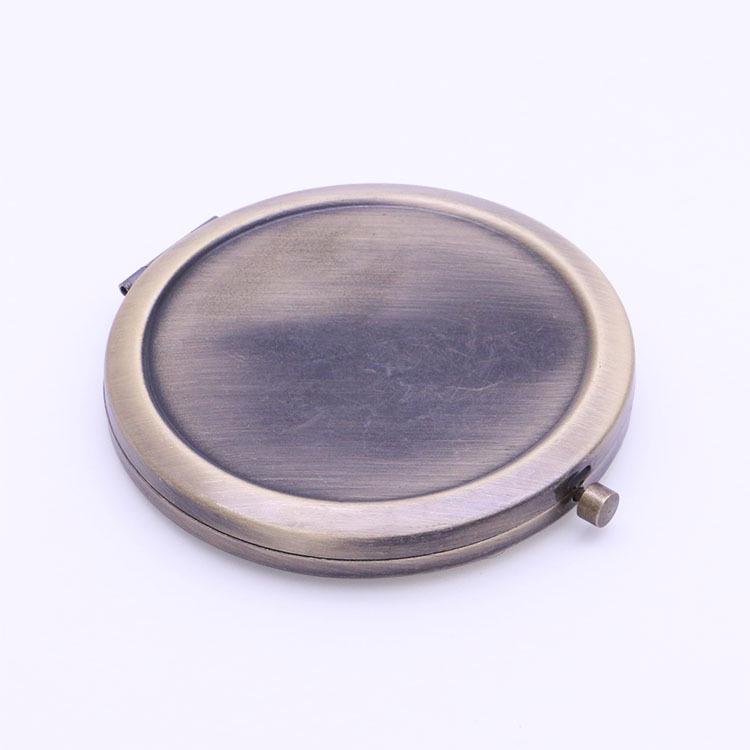 Round Metal Base Double-Sided Folding Makeup Mirror - Portable HD Handheld Dorm Mirror