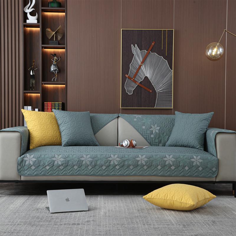 Universal Washed Cotton Embroidered Sofa Cushion for All Seasons Modern Simple Anti-slip Washed Sofa Cushion Towel