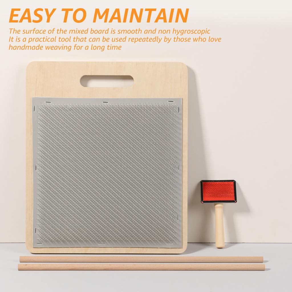 Wool Blending Board Carding Brush Set with 2 Wood Sticks Fiber Carding Board Wool Hand Carder for Mix Color Fiber Felt DIY