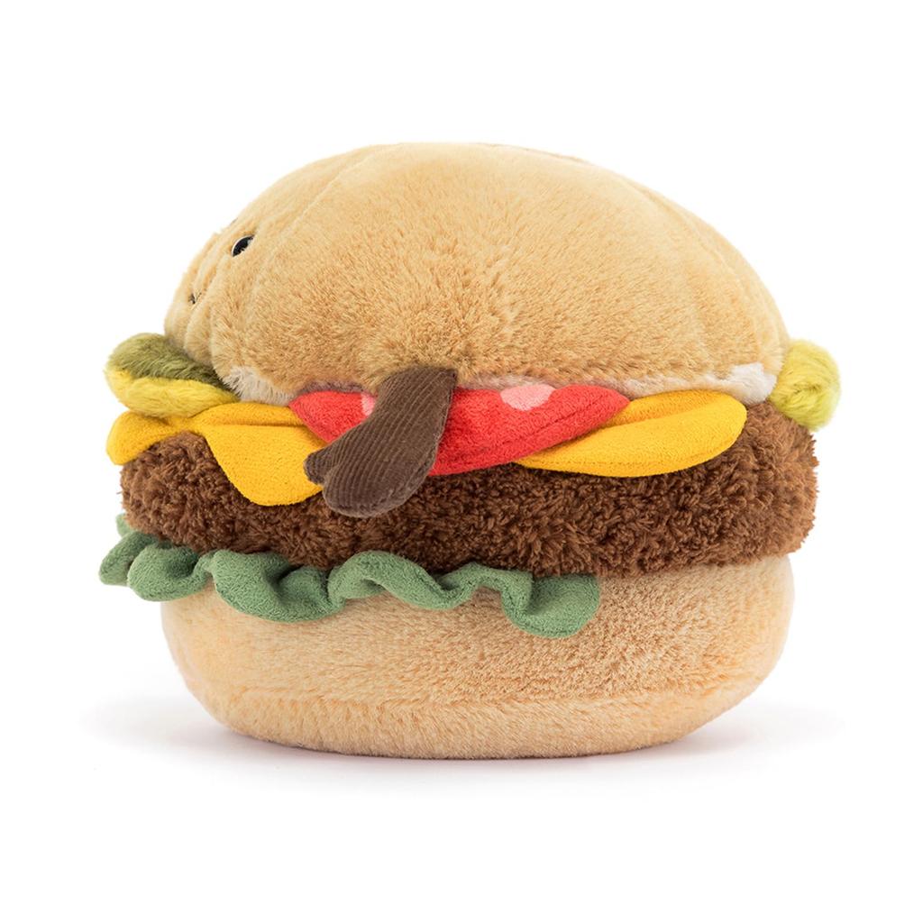 Jellycat Amuseables Burger Plush Toy 4.5" - Food Stuffed Animal - Fun Gift Idea