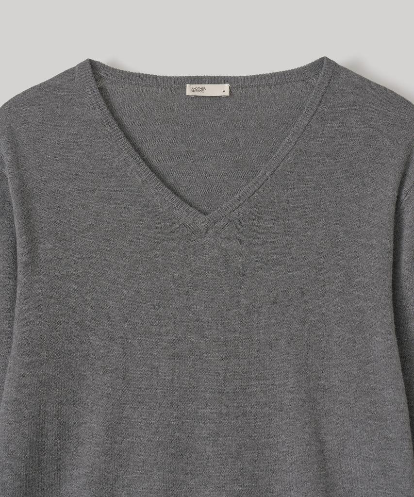 ANOTHER OFFICE WOMEN W. V-Neck Solid Knit (Heather Charcoal)
