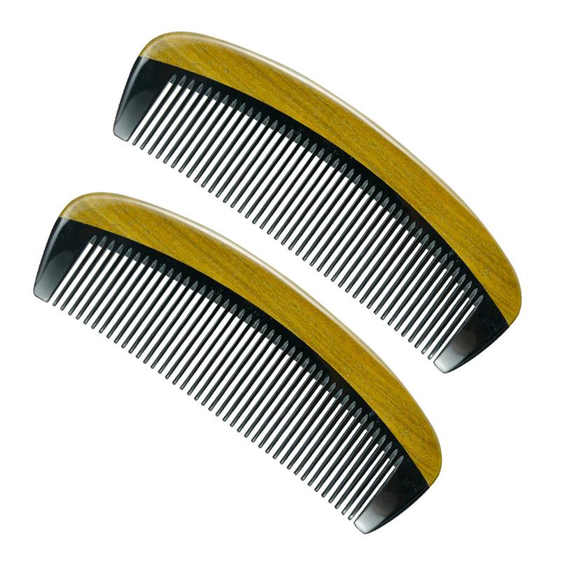 Portable Jade Sandalwood and Cow Horn Comb for Men & Women - Free Custom Engraving Gift Comb