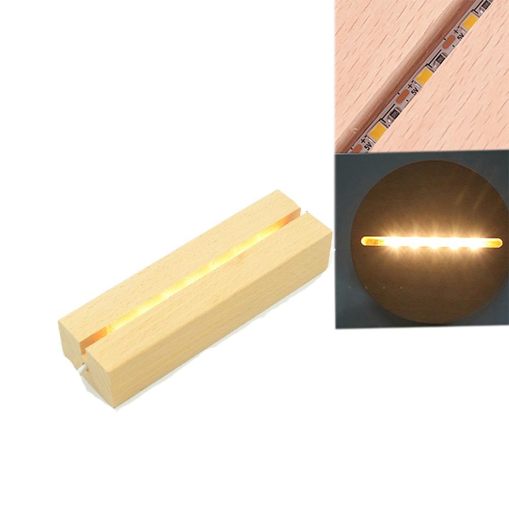 

DIY Installation Wooden Led Base with Warm White Light Base LED Light Display Stand Home Decor Rectangle A-Slot-Warm Light