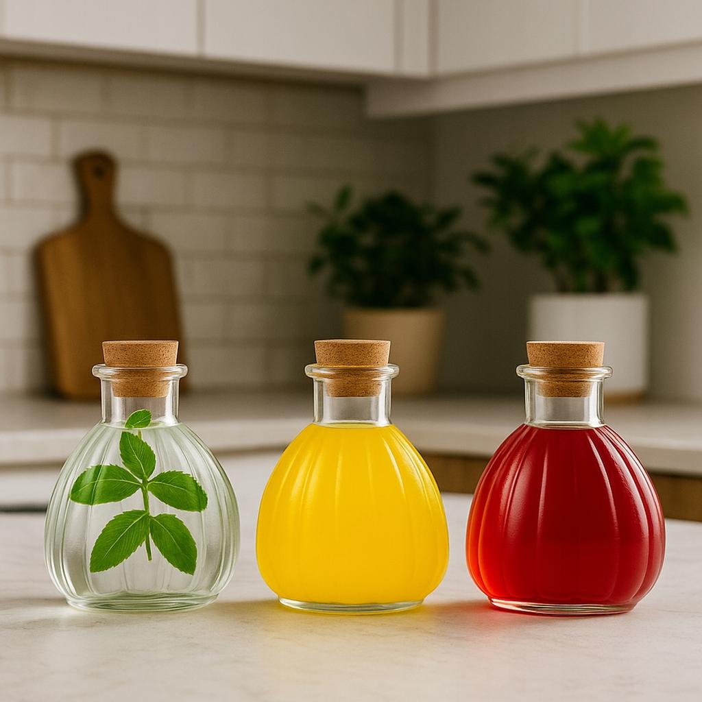 5x VENICE Glass Bottles 250ml Bottle for Water, Juice, Liqueur, Olive Oil