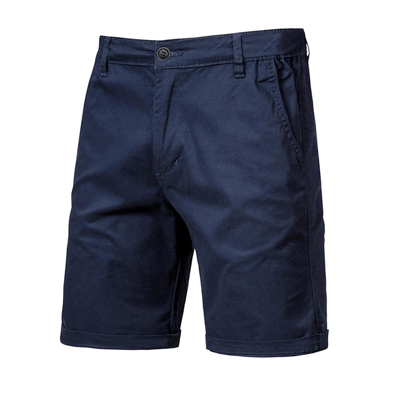 

Мужские летние повседневные однотонные шорты-бермуды с искусственными карманами для повседневной носки XL тёмно-синий