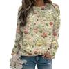 Women's Flower Print Pullover Sweater Casual Loose Long Sleeve Knit Top