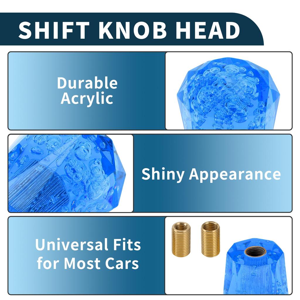 TUCKBOLD Car Shift Knob 6cm Blue 1 Set for Automobiles and Manual Transmissions Acrylic with 2 Adapters