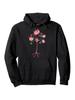 Neuroscience Hoodie - Black with Pink Floral Neuron Tree Design - All-Season Casual Pullover Sweatshirt for Neuroscientists
