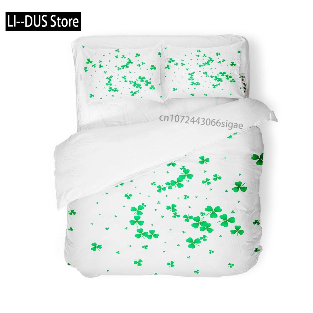 

Comforter St. Patrick S Day S Lucky Shamrocks Pattern Irish Clover Prints Bedding Set With 1 S 2 S Comforter (quilt)-EU Single(135*200cm)3pcs