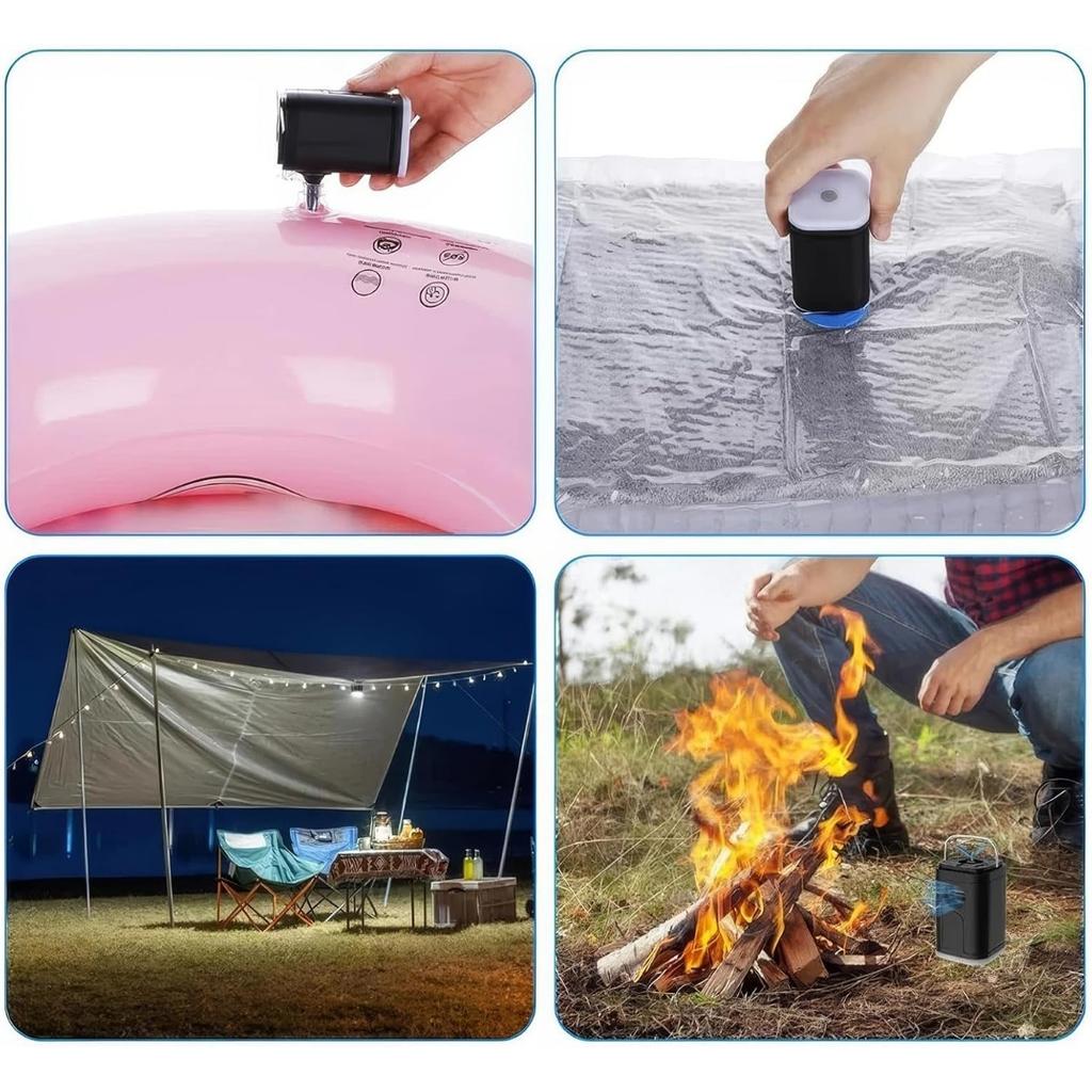 Kabellose Luftpumpe Tragbarer Elektrischer Luftkompressor Aufblas- & Ablasspumpe mit 5 Düsen LED-Licht für Pool Luftmatratze