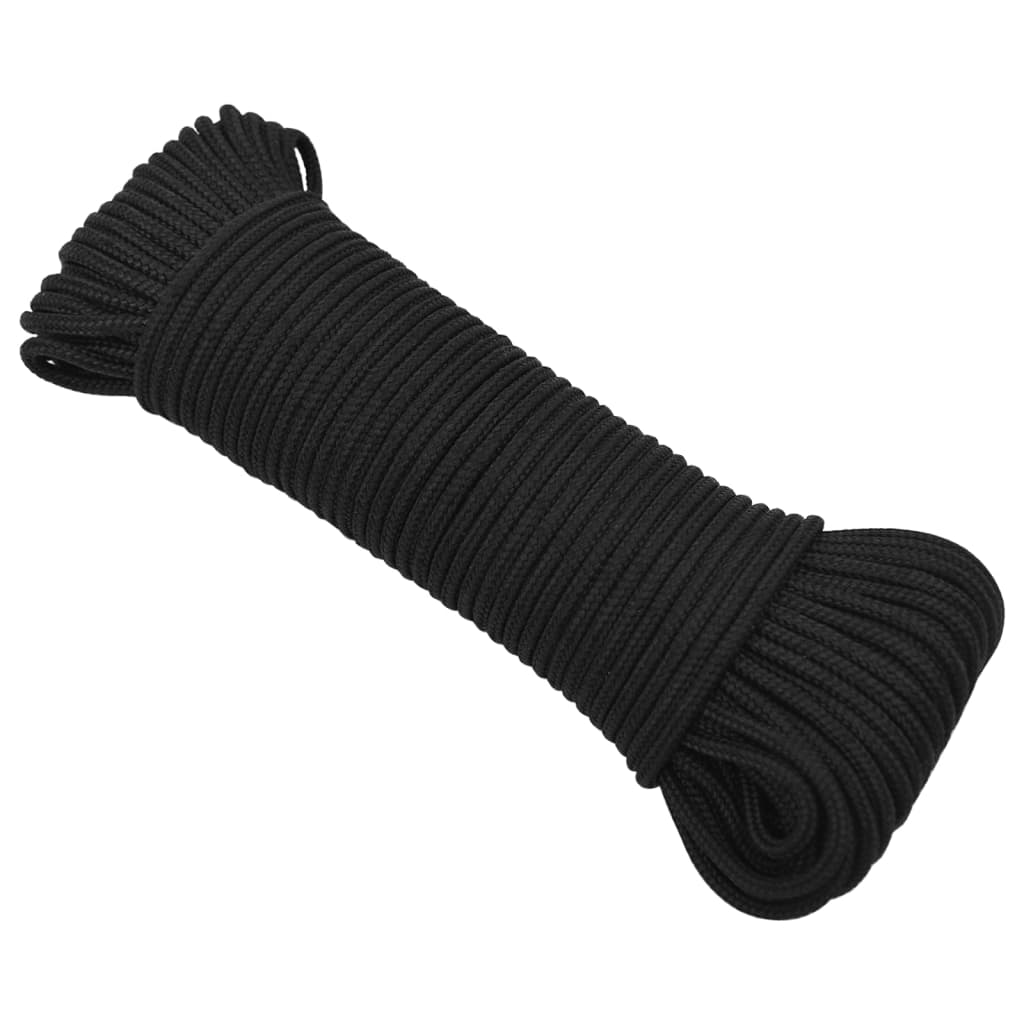 Vidaxl Linka Żeglarska, Czarna Jednolita, 4 Mm, 25 M, Polipropylen