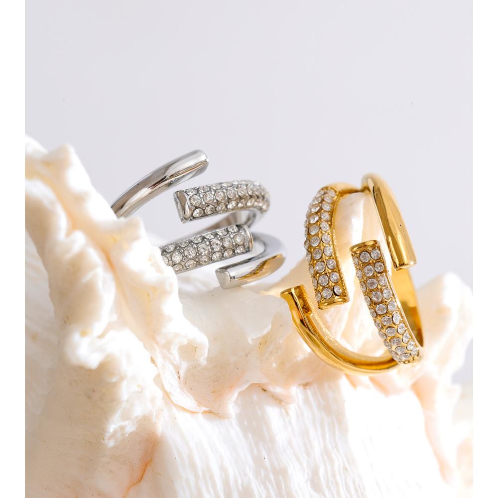 Eetit Stainless Steel Adjustable Zirconia Layered Ring for Women New Arrival Delicate Popular Fashion Modern Jewelry Recommend