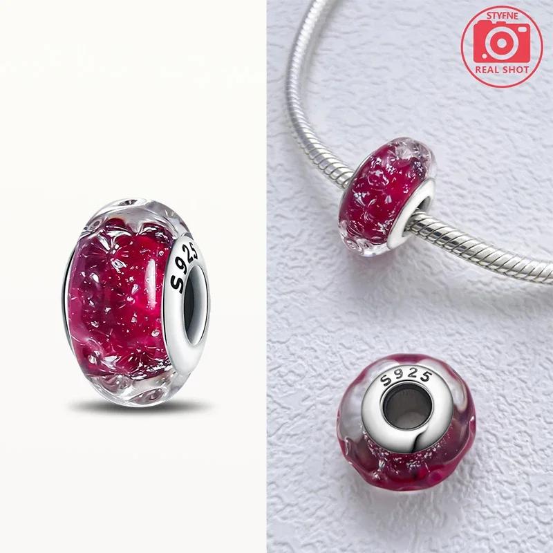 Brand New Copper Metal Colored Shiny Murano Glass Bead Components Round Charm Bead Components Compatible With Authentic Original Bracelet High