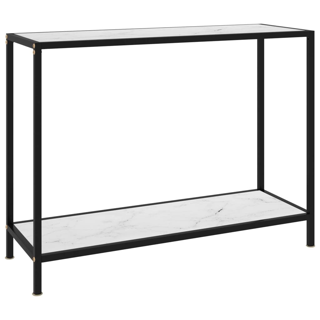 Console Table White 100x35x75 Cm Tempered Glass