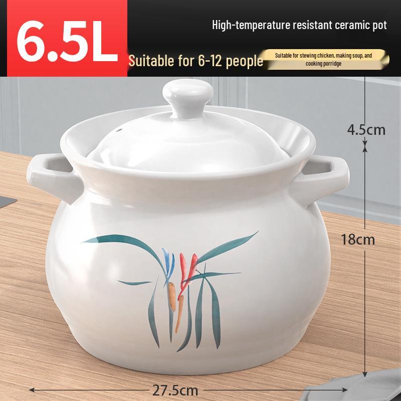 Ceramic Casserole Stew Pot for Gas Stove - Small, Dry-Burning Clay Soup Pot