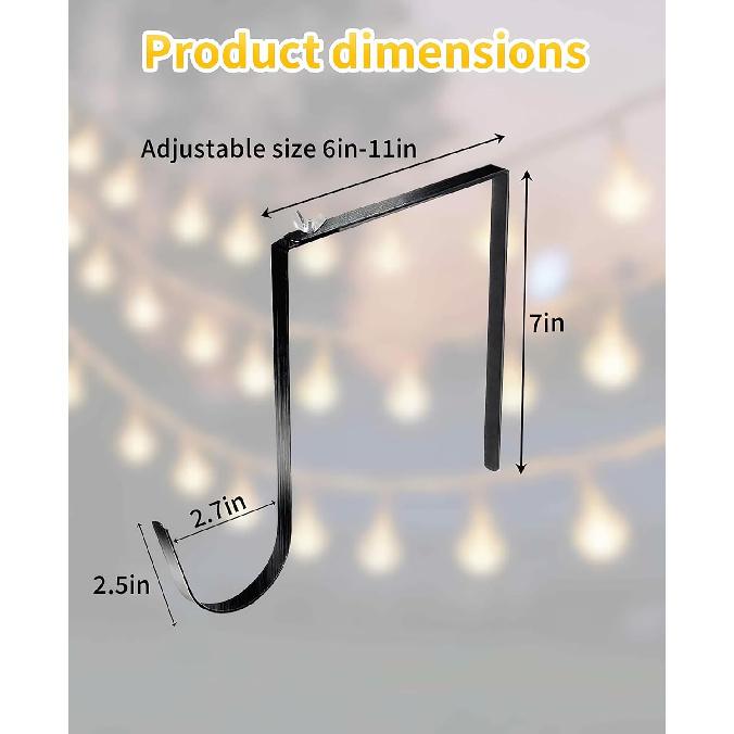 5PCS Adjustable Cinder Block Wall Hangers, 6-11" Outdoor String Light Hooks, Metal Concrete Brick Clips, Wreath Hangers No Drill