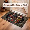 Floral Garden Theme Crystal Velvet Floor Rug Personalized Custom Name Text Warm Carpet Home Decoration