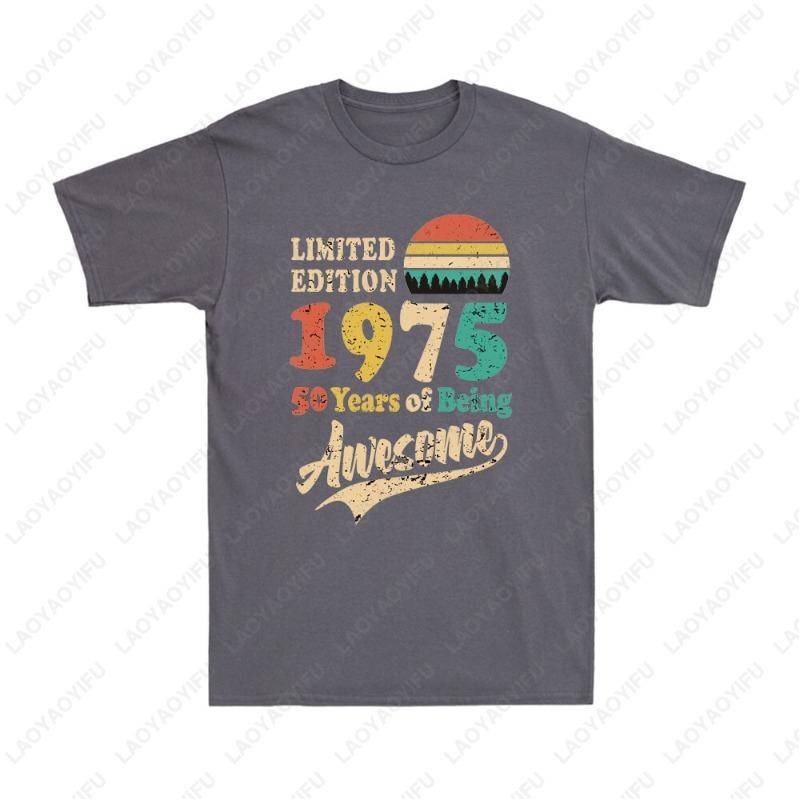 Made in 1975 50 Years of Being Awesome Vintage 50th Birthday Cotton TShirt Vintage Classic Fashion Streetwear Men Women Fun Tees
