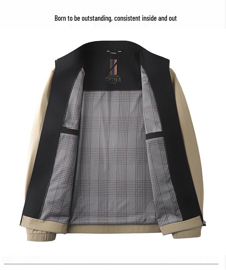 2026 Spring Men's Stand-up Collar Windproof Business Jacket - Mid-aged Casual Dad Outerwear