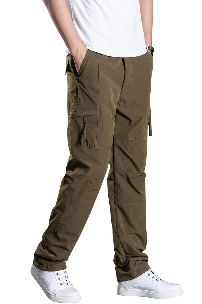 MUBA Cargo Windproof Winter Pants for and Skiing Size Men's Fleece-Lined Pants, Work, Hiking, Mountaineering, (Olive, M)
