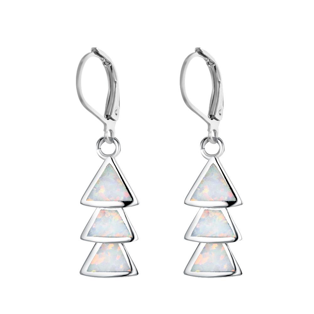 Three Blue Triangular Earrings Womens Long Pendant Earrings Creative Temperament Accessories