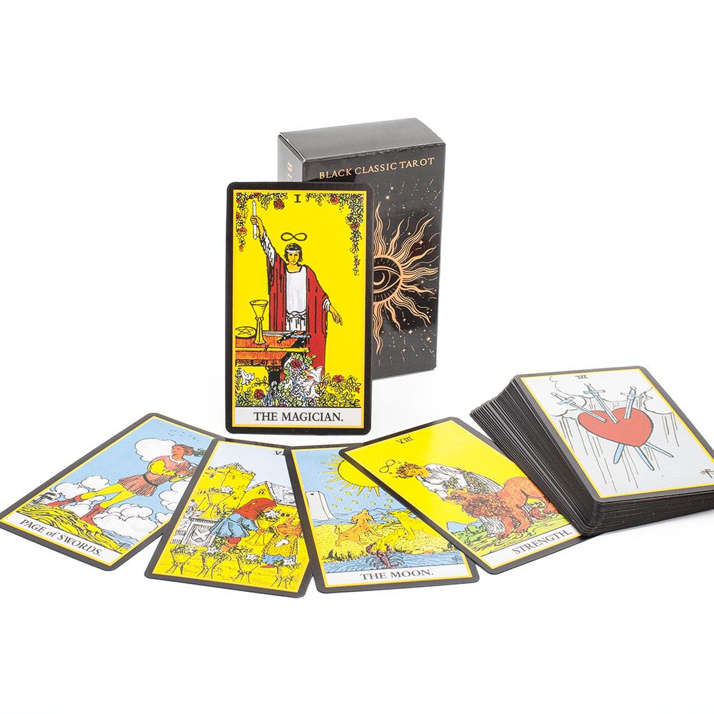 Black Classic Tarot Cards Deck 78pcs Fortune-Telling Game for Family Gatherings Board Games