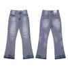Trendy Wijde Jeans, Gewassen, Slijtageplekken, Patchwork, Unisex Stijl
