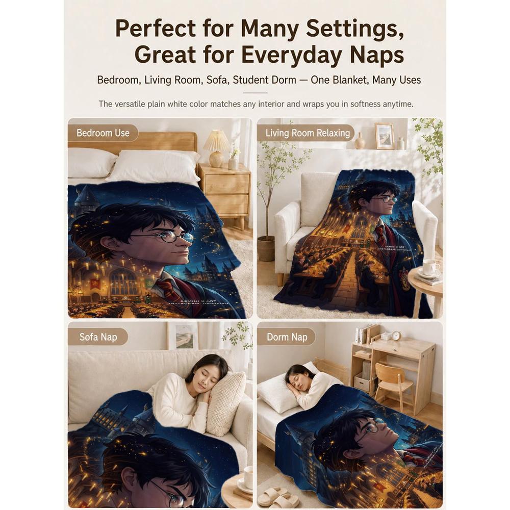 Harry'S Hogwarts Adventure Flannel Blanket Soft Comfortable Fleece Blanket For Living Room Sofa Nap Home Decor Memorial Gift
