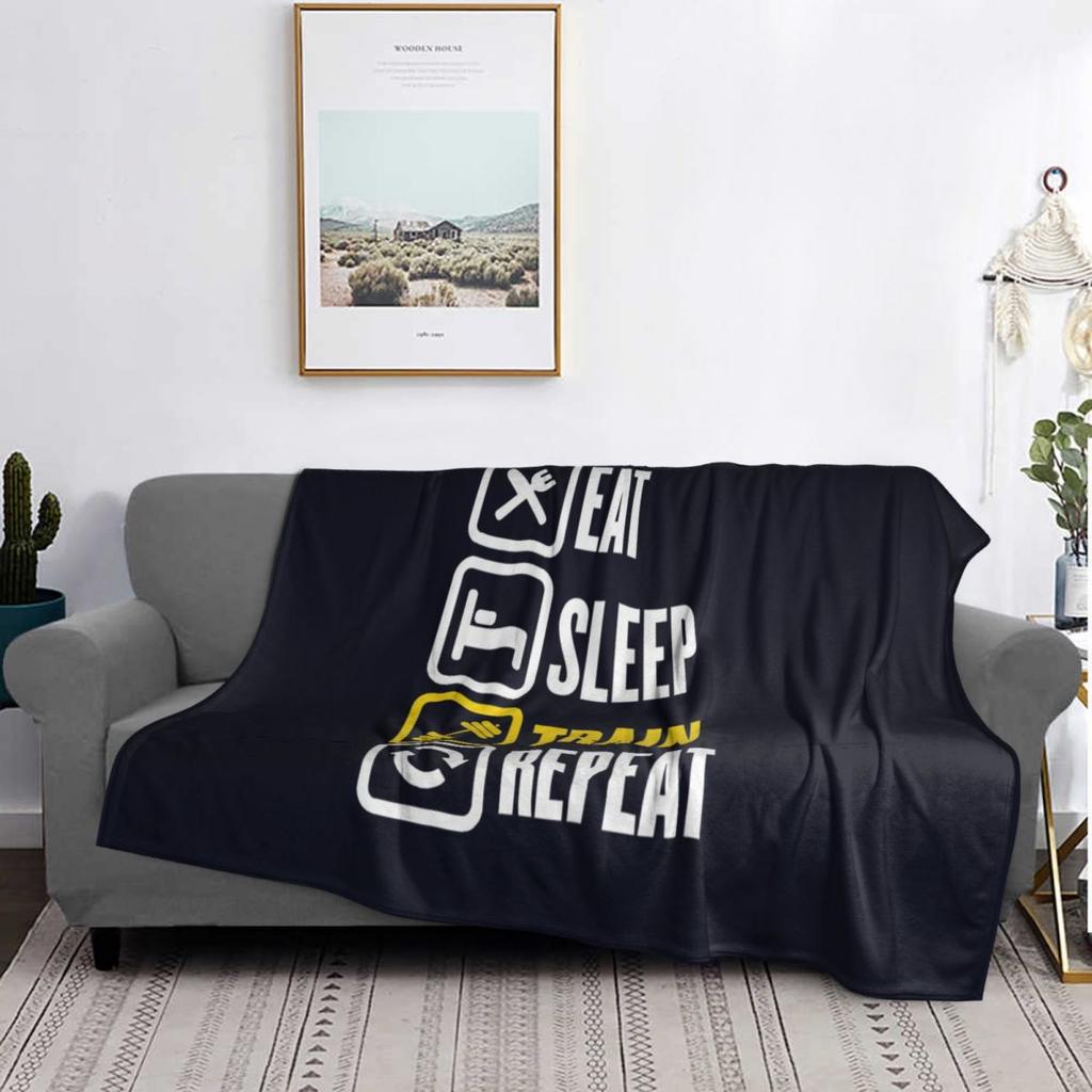 Eat Sleep Train Repeat Gym Motivational Quote Blankets Soft Flannel Throw Blanket Bedspread For Bed Living Room Picnic Travel