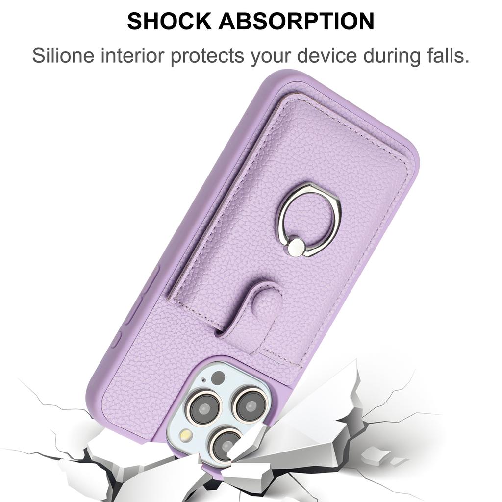 Ring Bracket Wallet Case for iPhone 16 17 Pro Max Air 16E 15 14 Plus 13 12 11 Pro Max Leather Card Solts lHolder Phone Cover