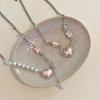 Sweet Cool Y2K Pink Thorns Love Heart Necklace 2023 Korean  Thorns Chains Choker Collar For Women Lady Party Jewelry Gift