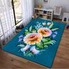 Floral Pattern Carpet with Bright Flowers on Blue Background Suitable for use as an anti-slip for living room bedroom sofas