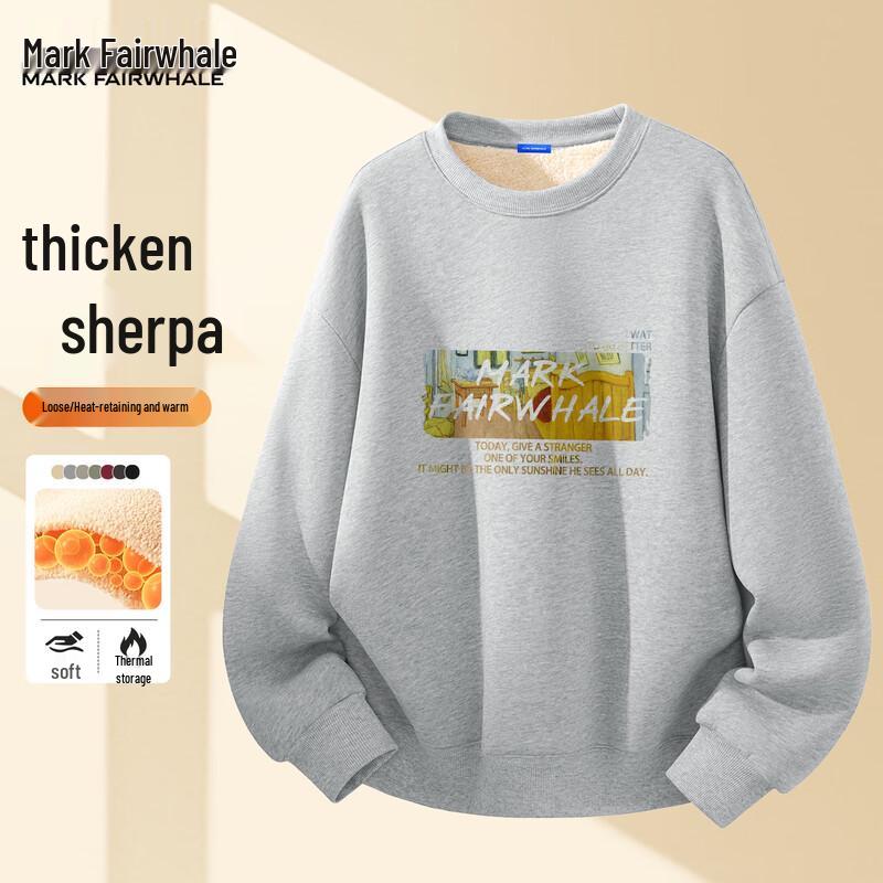 Mark Fairwhale Men's Sherpa Fleece Lined Round Neck Sweatshirt