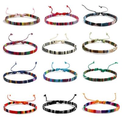 Pack of 12 Cotton Linen Bracelets Versatile Woven Bracelets Accessory Braided Chain for Daily Wear Dates Parties