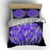 Purple Floral Three-Piece Set Soft Comfortable Duvet Cover Bedding Set Included 1*Duvet Cover & 2*Pillowcases gift