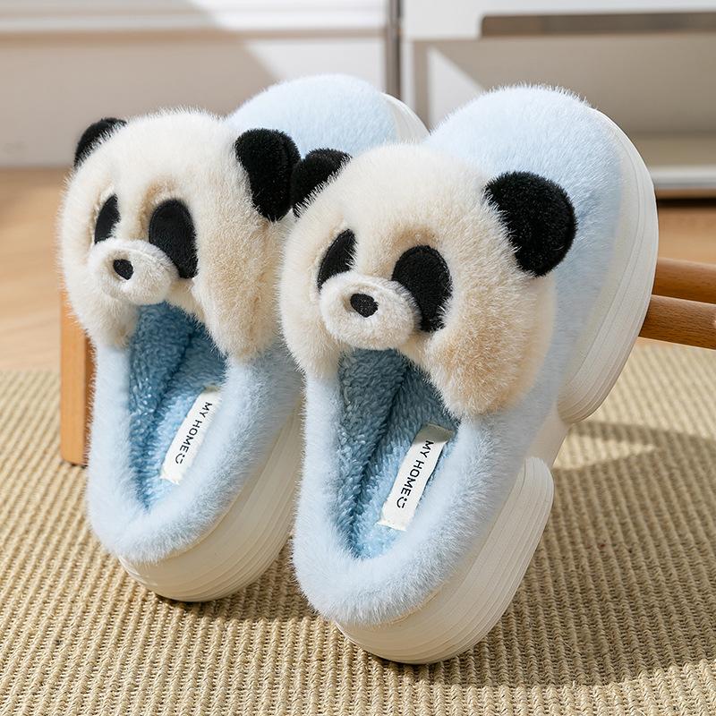 Cute cartoon cotton slippers women's autumn and winter indoor home non-slip warm plush thickened plush kitten cotton mop