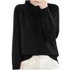 Women's Fashion Casual Pullover Knitted Sweater With Buttons, Solid Color, Long Sleeves Top