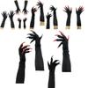 Halloween Lange Vampirklauen-Handschuhe mit falschen Nägeln für Cosplay-Kostümparty