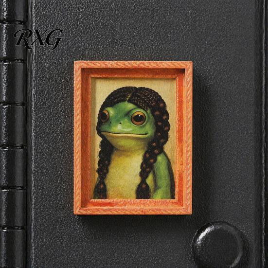 Hair Style Frog Magnet Abstract Refrigerator Magnet, Framed Hairstyle Fridge Animal Frame Home Kitchen Office Decoration Party Favors Magnetic