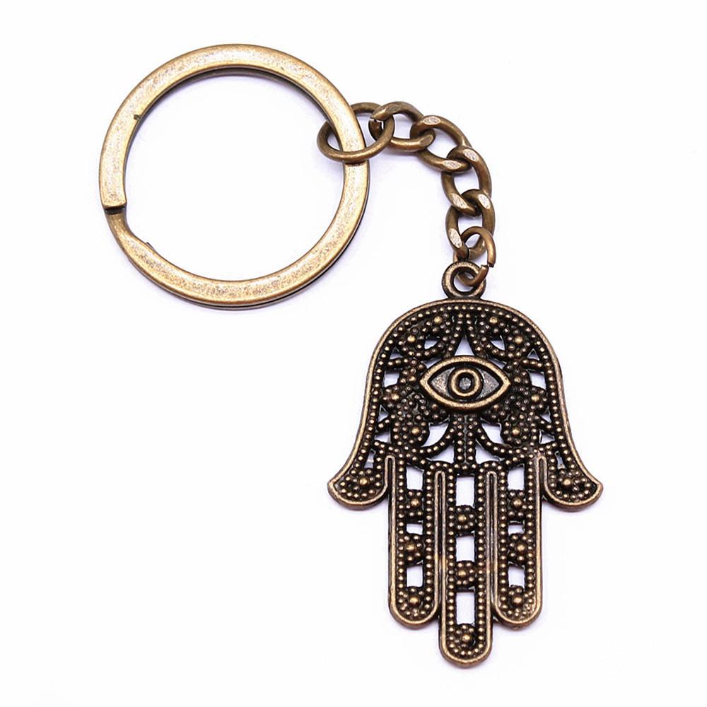 Hamsa Hand Charm Keychain Evil Eye Protection Key Ring 28mm Ring