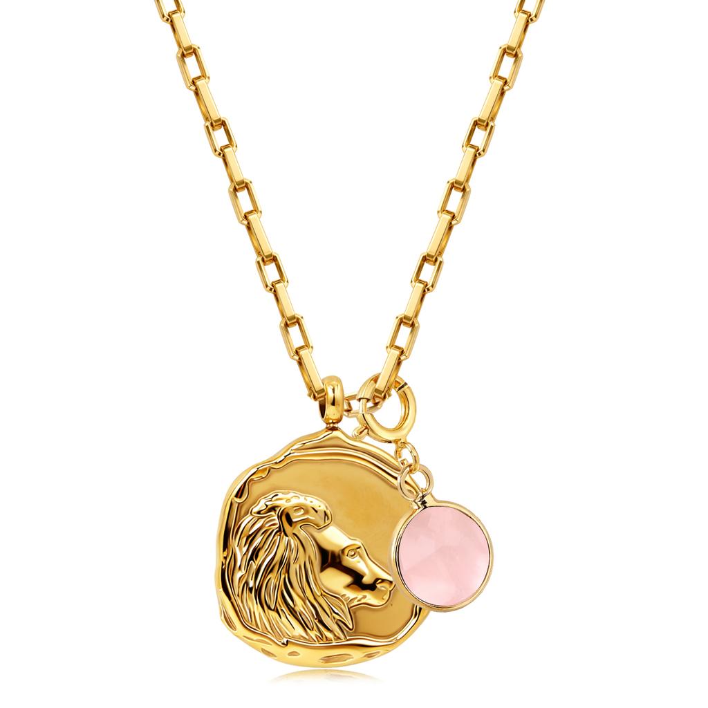 12 Zodiac Stainless Steel Women's Necklace Birthstone Zodiac Round Pendant Necklace Sweater Chain Amulet Color Christmas Gift