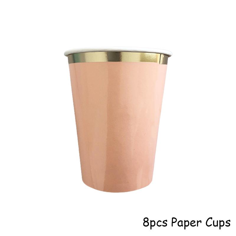 Gold Foil Pink Birthday Wedding Decor Cake Dish Disposable Tableware Carnivals Party Supplies Paper Plate Cup Baby Shower Favors