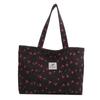 Cute Cherry Print Casual Tote Bags for Women Large Capacity Shopping Bag Nylon Aesthetic Handbag Grocery Storage Pouch