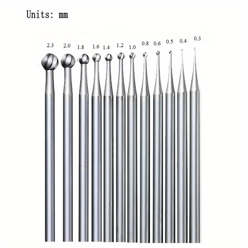 Set di 12 Pz. Frese Sferiche Rotonde con Gambo da 2,35 mm / 0,09 pollici Frese per Gioielleria Frese Sferiche Rotonde per Incisione argento