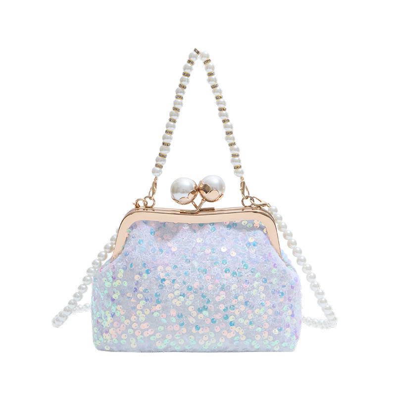 Trendy Beaded Pearl Chain Handbag: Women's Clip-On Crossbody Evening Bag