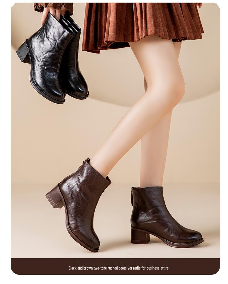 2025 Winter Women's Luxurious Cowhide Boots: Non-Slip, Warm, Comfortable, Fashionable, Plus Velvet